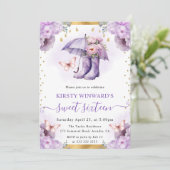 パープルと金ゴールド春アンブレラスウィート16 招待状 (スタンド正面)