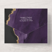 パープルと金ゴールド結婚は1つの投資で上昇 オールインワン招待状 (裏面)