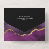 パープルと金ゴールド結婚は1つの投資で上昇 オールインワン招待状 (裏面)