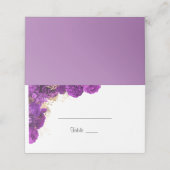 パープルと金ゴールド結婚フローラのゲスト名 プレイスカード (外部開封)
