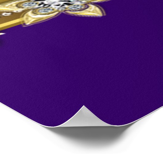 パープルと金ゴールド誕生日パーティー ポスター (角)