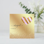 パープルと金ゴールド誕生日パーティー 招待状 (スタンド正面)