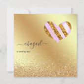 パープルと金ゴールド誕生日パーティー 招待状 (正面)