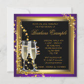 パープルと金ゴールド50th誕生日パーティー 招待状 (裏面)