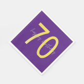 パープルと金ゴールド70誕生日ペーパーナプキン スタンダードランチョンナプキン (角)