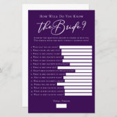 パープルどのように花嫁シャワーゲームを知っている (正面/裏面)