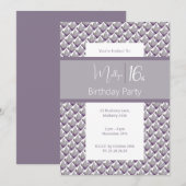 パープルな色合いのマグノリア スウィート16歳の誕生日パーティー 招待状 (正面/裏面)