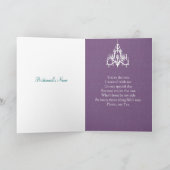 パープルのウェディングドレスとシャンデリアの白いウェディングドレス 招待状 (内部)