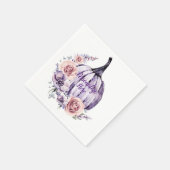 パープルのカボチャのかわいい花柄の秋の花 スタンダードカクテルナプキン (角)