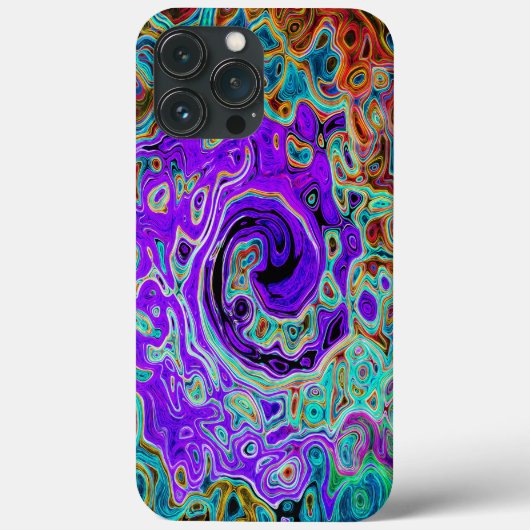 パープルのカラフルでグルービーな抽象的なレトロなリキッドスワール Case-Mate iPhoneケース (裏面)