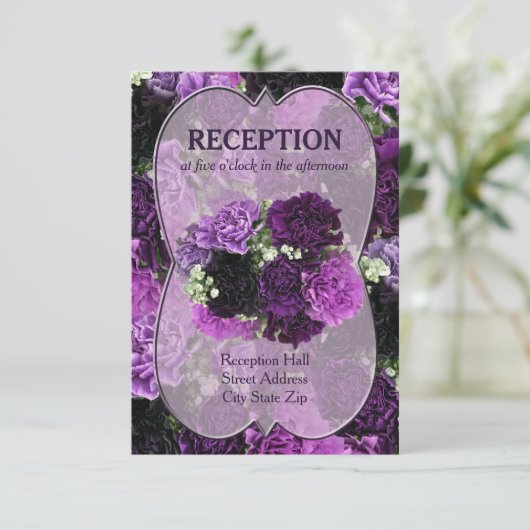 パープルのカーネーション ウェディング レセプション 招待状 (スタンド正面)