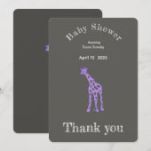 パープルのキリン 赤ちゃんのお祝い -  - ありがとう 招待状 (正面/裏面)