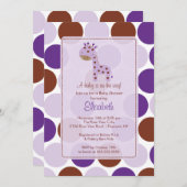 パープルのキリン 赤ちゃん歓迎会 招待状 (正面/裏面)