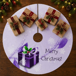 パープルのクリスマスギフトツリースカート フリース ツリースカート