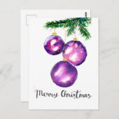 パープルのクリスマスツリーオーナメント ポストカード (正面/裏面)