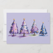 パープルのクリスマスツリー 冬のホリデー シーズンカード (正面)