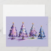 パープルのクリスマスツリー 冬のホリデー シーズンカード (正面/裏面)