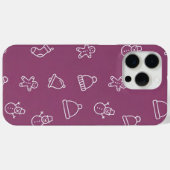 パープルのクリスマステクスチャとお祭り要素 Case-Mate iPhoneケース (裏面 (横))