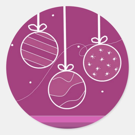 パープルのクリスマス装飾 ラウンドシール (正面)