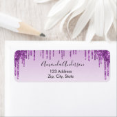 パープルのグリッターが滴る差出人ラベル ラベル (インサイチュ)