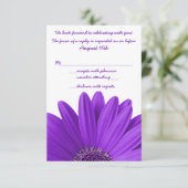 パープルのゲルバダイジー結婚式の出欠返信 招待状 (スタンド正面)