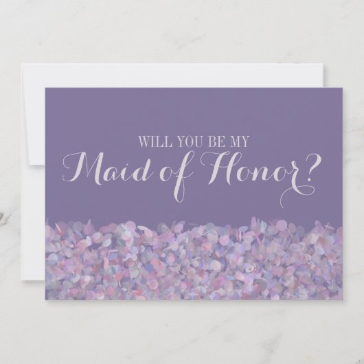 パープルのコンフェッティ　あなたは私のブライズメイドになってくれる？ 招待状 (正面)