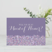 パープルのコンフェッティ　あなたは私のブライズメイドになってくれる？ 招待状 (スタンド正面)
