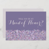 パープルのコンフェッティ　あなたは私のブライズメイドになってくれる？ 招待状 (正面/裏面)