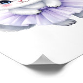 パープルのチュチュを着たかわいい白い子猫のプリンセス ポスター (角)