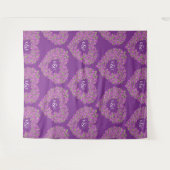 パープルのチューリップのモノグラム ウェディング バックドロップ タペストリー (正面(横))