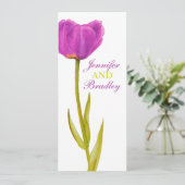 パープルのチューリップの結婚式の披露宴の食事メニュー 招待状 (スタンド正面)