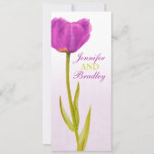 パープルのチューリップの結婚式の披露宴の食事メニュー 招待状 (正面)
