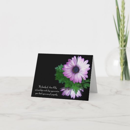 パープルのデイジー お悔やみ ありがとう サンキューカード (正面)
