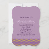 パープルのドット柄のマーティニ ロカビリー ピンナップガール 招待状 (裏面)