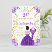 パープルのドレスの茶色の髪のプリンセス 招待状 (スタンド正面)