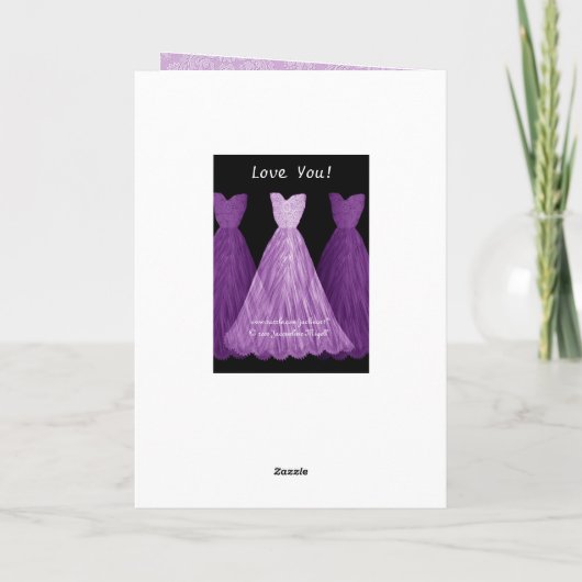 パープルのドレス ウェディング ブライズメイド 感謝カード R451B サンキューカード (裏面)