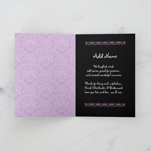 パープルのドレス ウェディング ブライズメイド 感謝カード R451B サンキューカード (内部)
