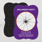 パープルのハロウィン ブラックウィドウ スパイダーの招待状 招待状 (正面/裏面)