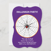 パープルのハロウィン ブラックウィドウ スパイダーの招待状 招待状 (正面)