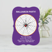 パープルのハロウィン ブラックウィドウ スパイダーの招待状 招待状 (スタンド正面)