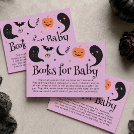 パープルのハロウィン・ベビーシャワーのための赤ちゃんの本 エンクロージャーカード
