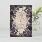 パープルのバラとレースのダークエレガンス 招待状 (スタンド正面)