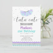 パープルのバレリーナの誕生日招待状 招待状 (スタンド正面)