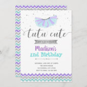 パープルのバレリーナの誕生日招待状 招待状 (正面/裏面)