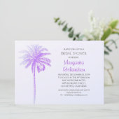 パープルのパームツリー ビーチ ブライダルシャワー 招待状 (スタンド正面)