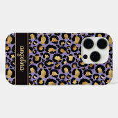 パープルのヒョウ柄モノグラム ゴールド箔押し Case-Mate iPhoneケース (裏面 (横))