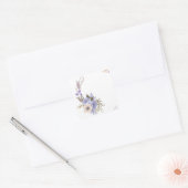 パープルのブティックスタイルの花柄 スクエアシール (封筒)