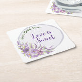 パープルのブライダルシャワー ペーパーコースター (アングル)