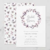 パープルのブライダルシャワー 招待状 (正面/裏面)