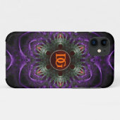 パープルのモノグラム柄 ミドルエイジ風 フラワー iPhone 5 Case-Mate iPhoneケース (裏面(横))